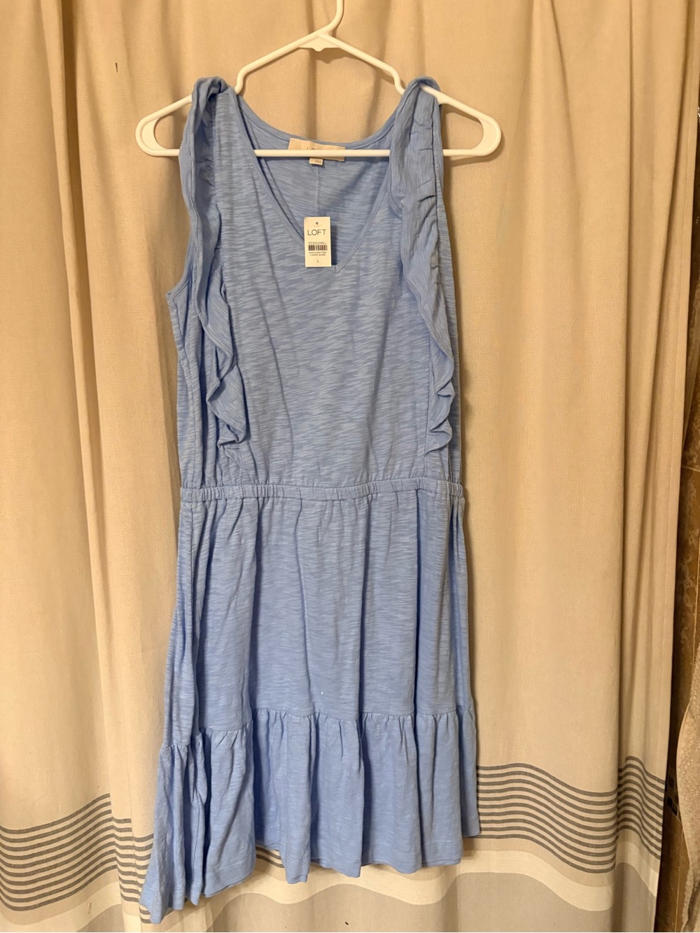 LOFT NWT Sky Blue Ruffle Midi Dress